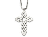 Mens Stainless Steel Polished Geometric Cross Pendant Necklace with Chain